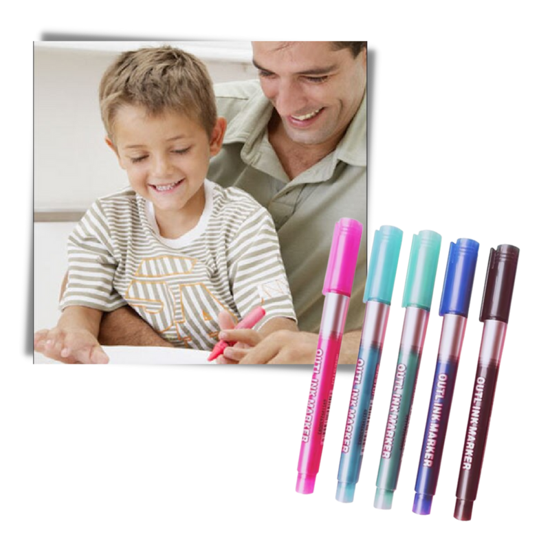 Lot de 8 marqueurs double  ligne