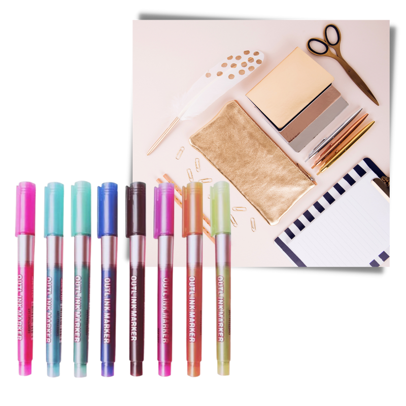 Lot de 8 marqueurs double  ligne