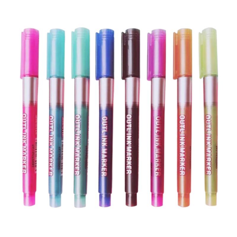 Lot de 8 marqueurs double  ligne