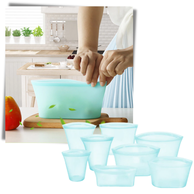 Lot de 8 sacs réutilisables en silicone pour aliments