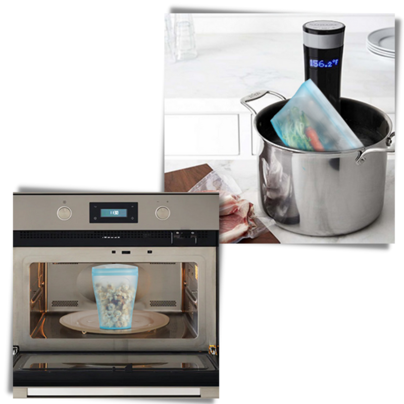 Lot de 8 sacs réutilisables en silicone pour aliments