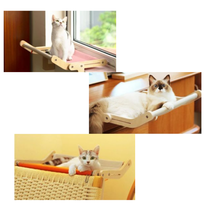 Perchoir de fenêtre en bois pour chat