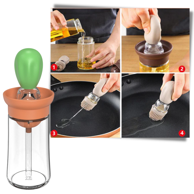 Bouteille d'huile en verre avec pinceau