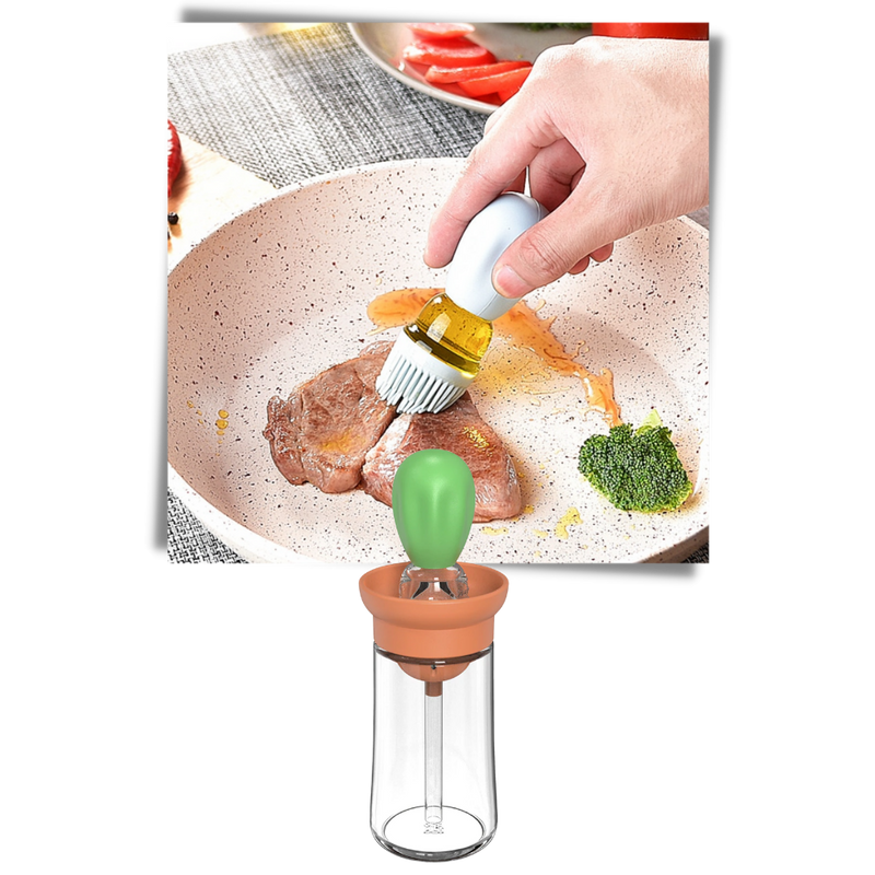 Bouteille d'huile en verre avec pinceau