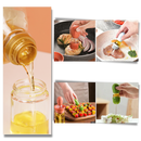 Bouteille d'huile en verre avec pinceau