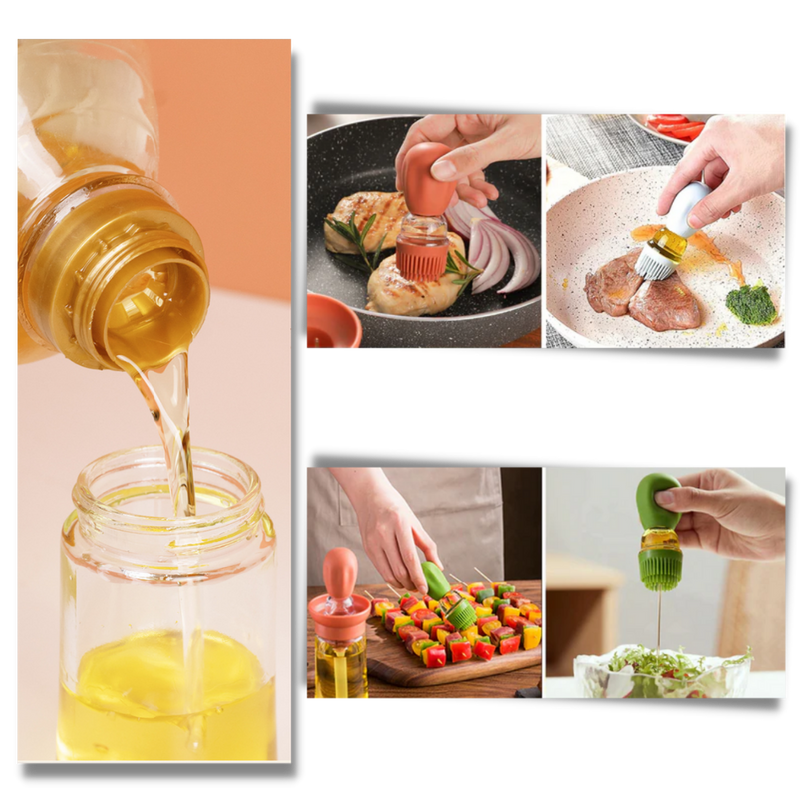 Bouteille d'huile en verre avec pinceau