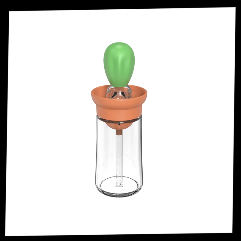 Bouteille d'huile en verre avec pinceau