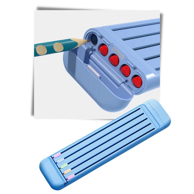 Trousse à crayons rigide avec crayons et règle