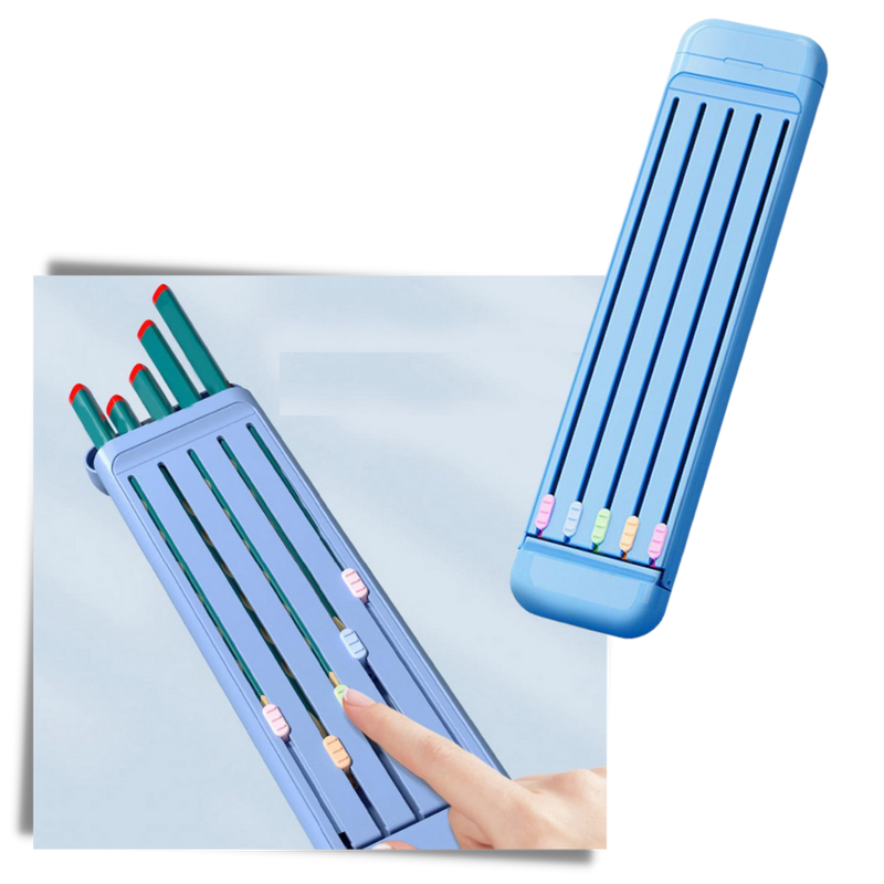 Trousse à crayons rigide avec crayons et règle