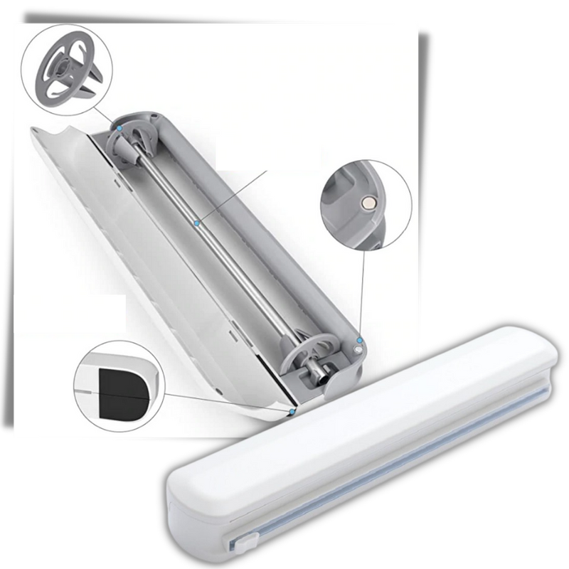 Distributeur et coupeur de film alimentaire en plastique