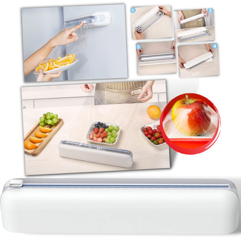 Distributeur et coupeur de film alimentaire en plastique