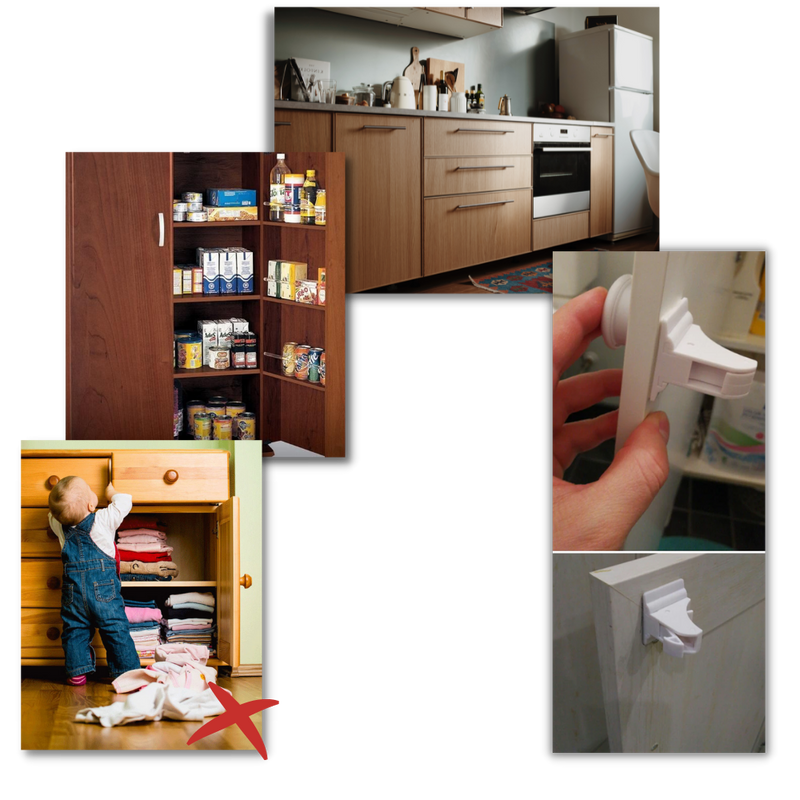 Lot de 4 serrures magnétiques d'armoires pour la sécurité des enfants