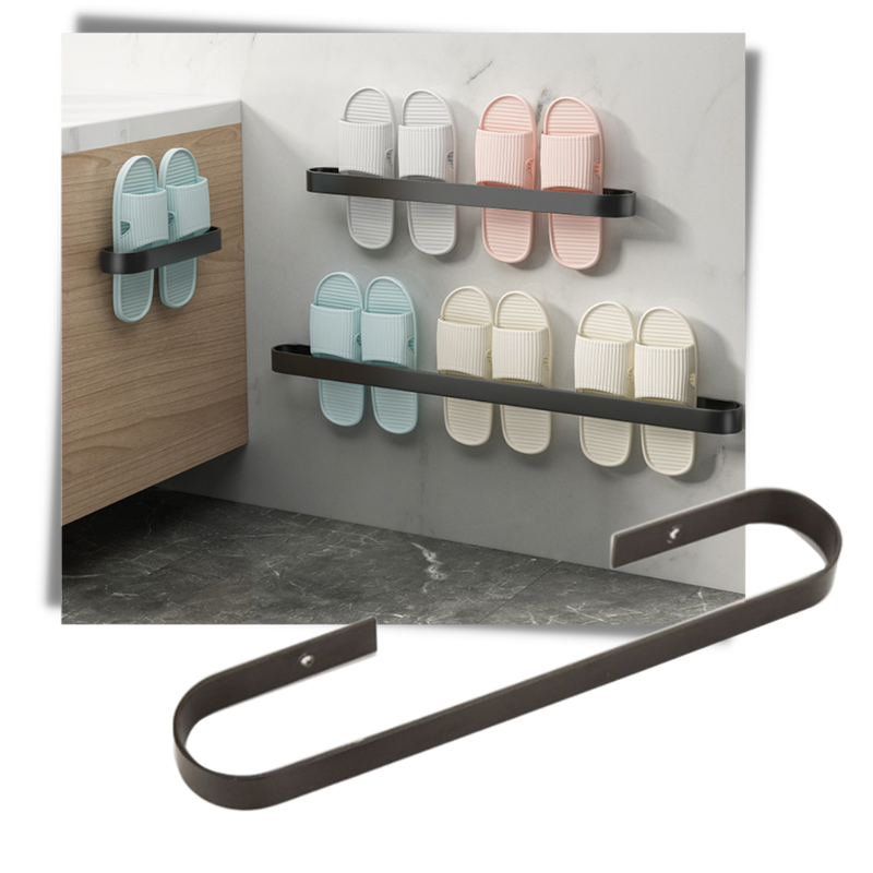 Support mural en aluminium pour pantoufles
