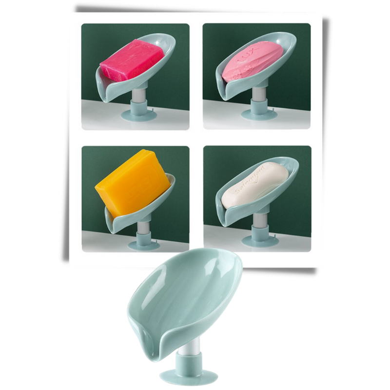 Porte-savon en forme de feuille avec égouttoir