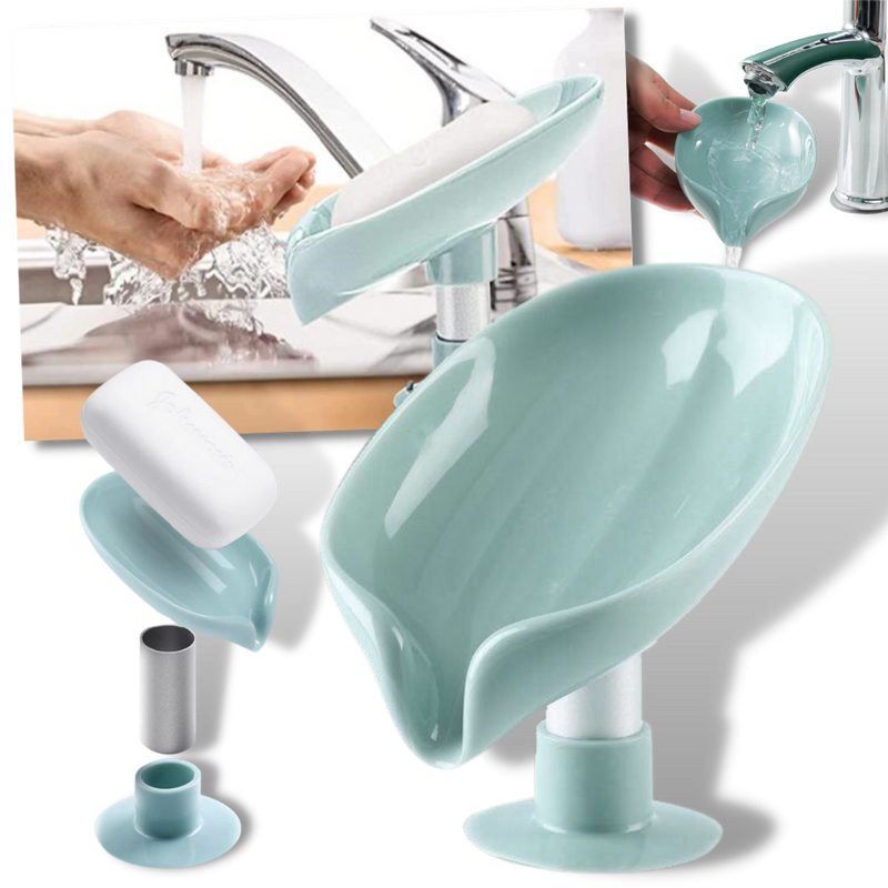 Porte-savon en forme de feuille avec égouttoir