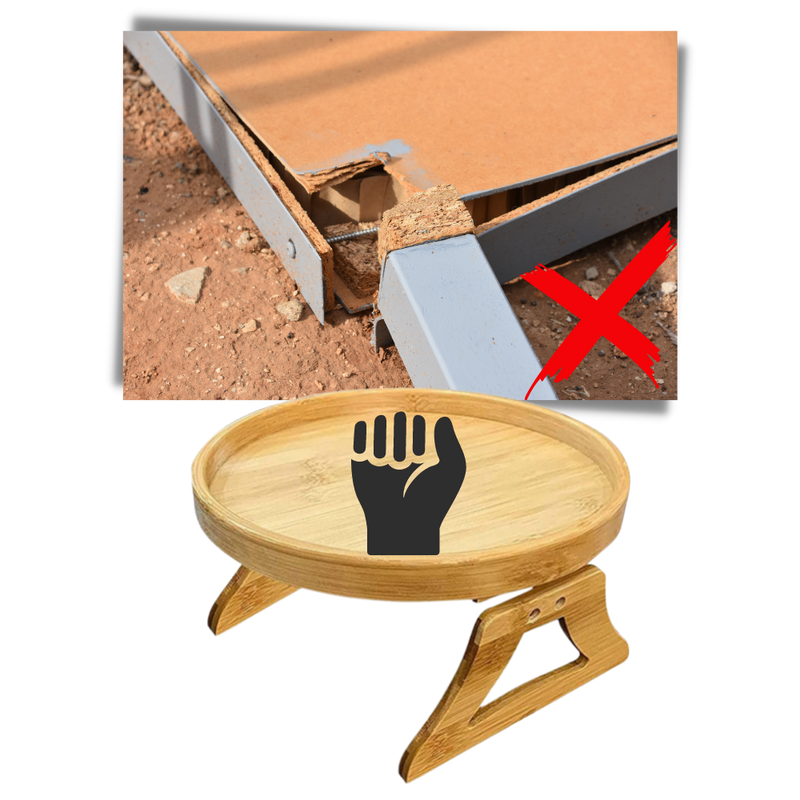 Table d'accoudoir en bois pliable