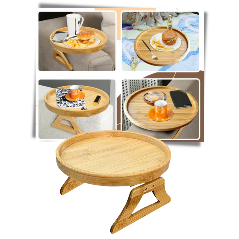 Table d'accoudoir en bois pliable
