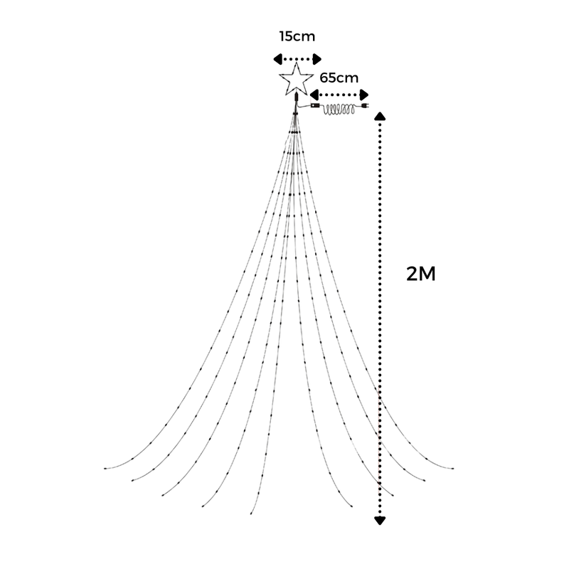 Lumières de Noël en cascade