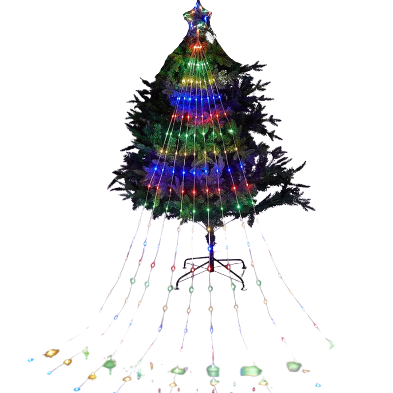 Lumières de Noël en cascade