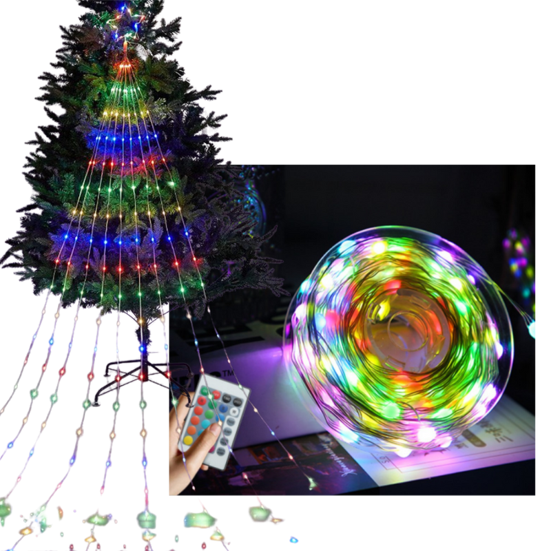 Lumières de Noël en cascade