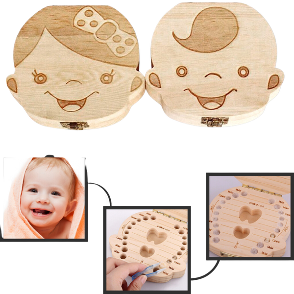 Boîte à dents de bébé en bois