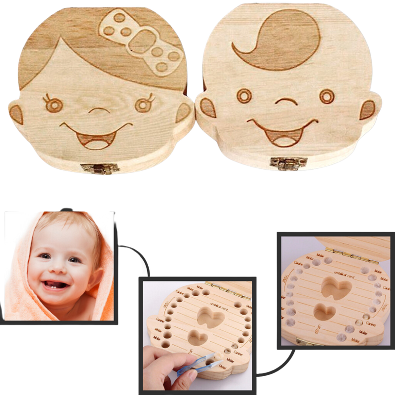 Boîte à dents de bébé en bois