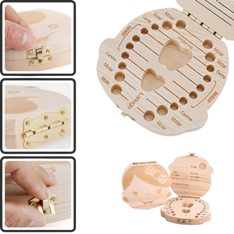 Boîte à dents de bébé en bois