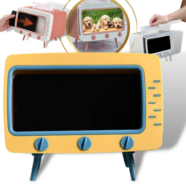 Distributeur de mouchoirs avec support pour téléphone