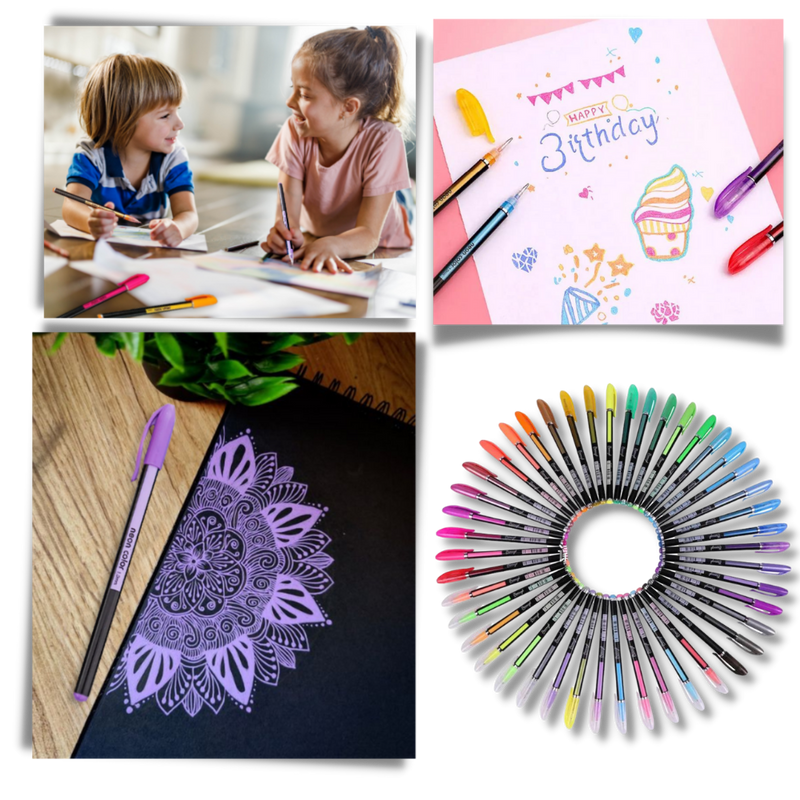 Set de 48 stylos gel pailletés