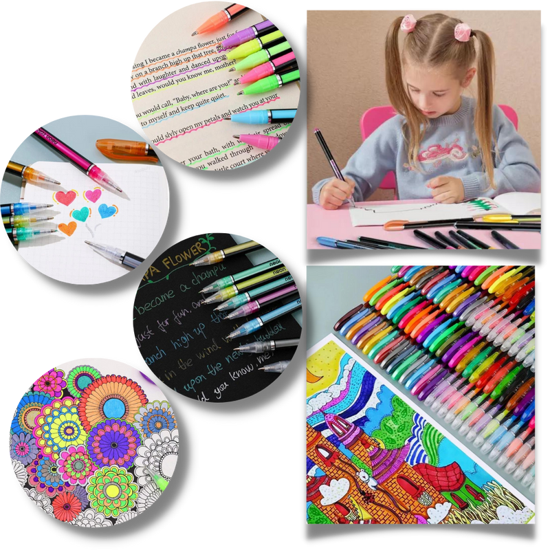 Set de 48 stylos gel pailletés