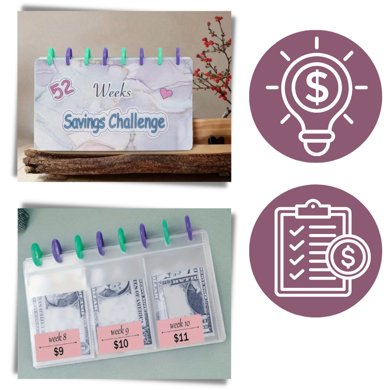 Classeur d'épargne complet de 52 semaines