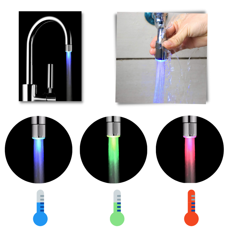 Buse de robinet avec capteur de température à couleur changeante