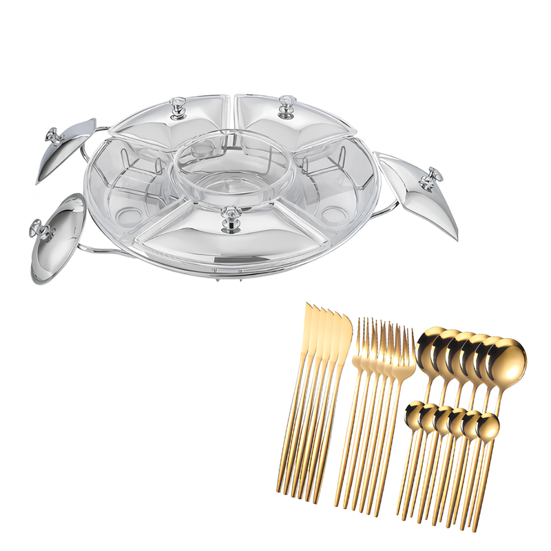 ✨ Plateau Rotatif de Luxe™ + Service de 48 Couverts Dorés OFFERT – Servez avec Élégance