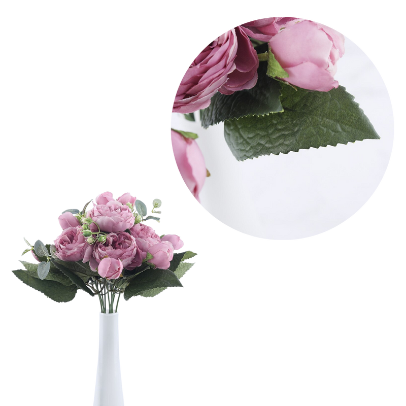 Bouquet de fleurs artificielles en soie, pivoines et roses