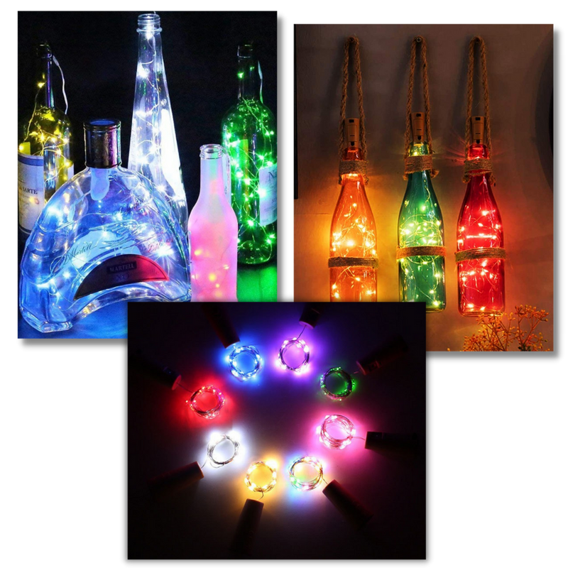 Guirlande lumineuse LED pour bouteille avec bouchon (lot de 3)