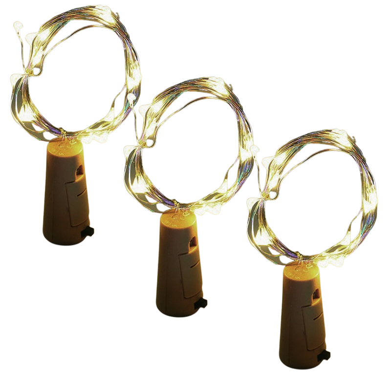 Guirlande lumineuse LED pour bouteille avec bouchon (lot de 3)