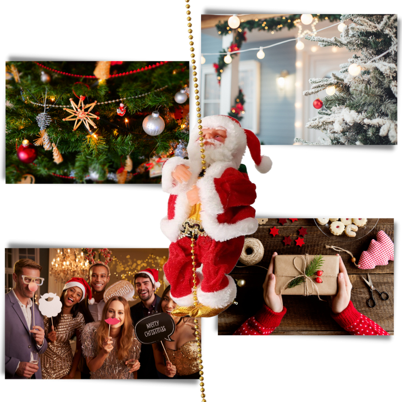 Décoration électrique en forme de Père Noël qui escalade