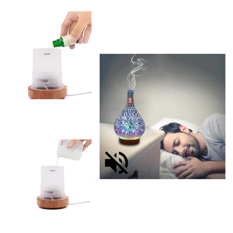 Diffuseur d'huiles essentielles en forme de vase avec le motif des feux d'artifice