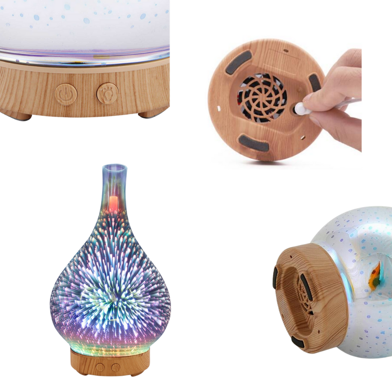 Diffuseur d'huiles essentielles en forme de vase avec le motif des feux d'artifice