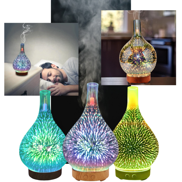 Diffuseur d'huiles essentielles en forme de vase avec le motif des feux d'artifice
