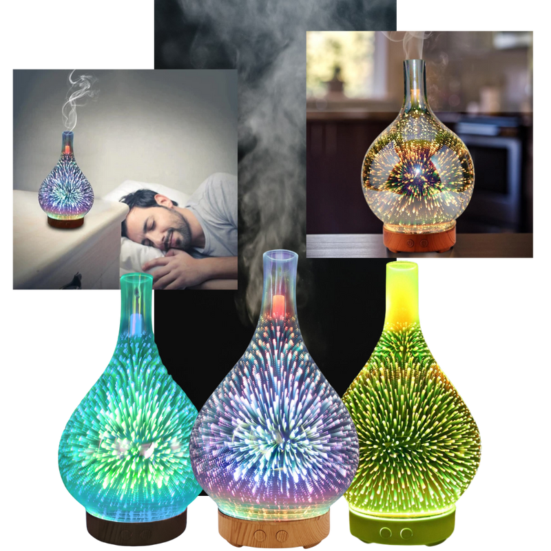 Diffuseur d'huiles essentielles en forme de vase avec le motif des feux d'artifice