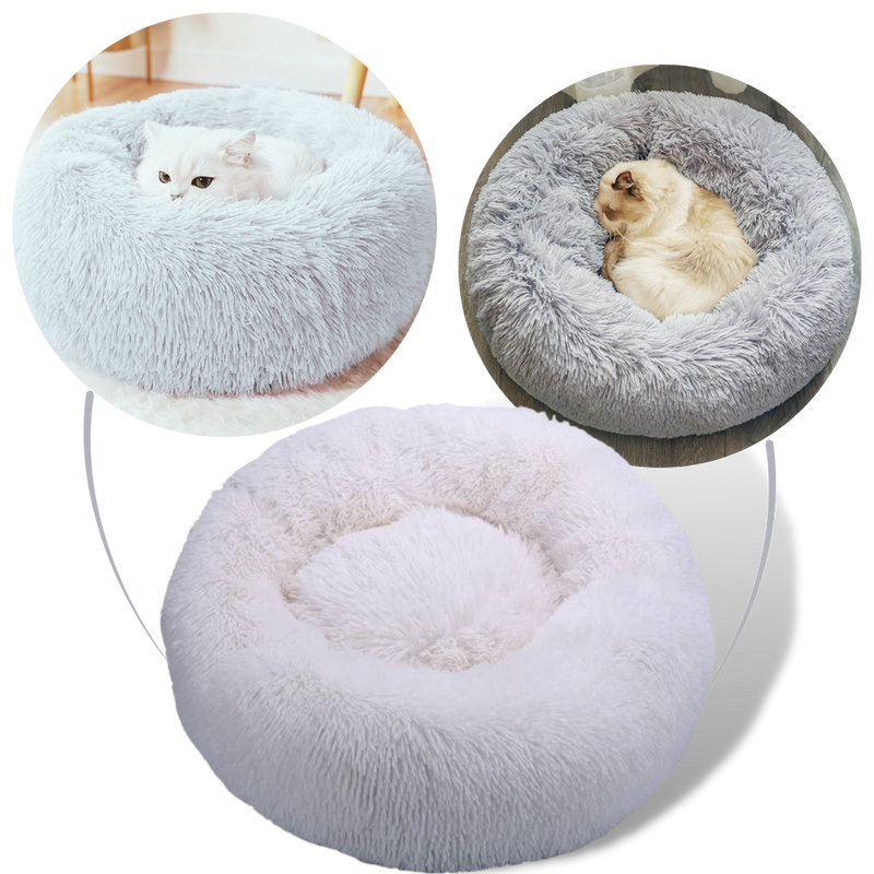 Lit en peluche en forme de donut pour animaux de compagnie