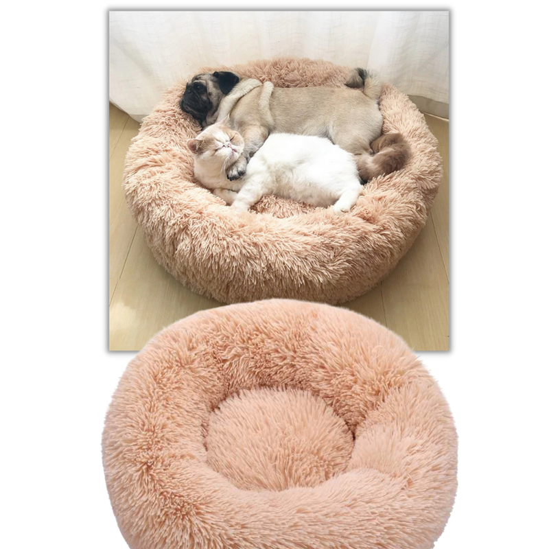 Lit en peluche en forme de donut pour animaux de compagnie