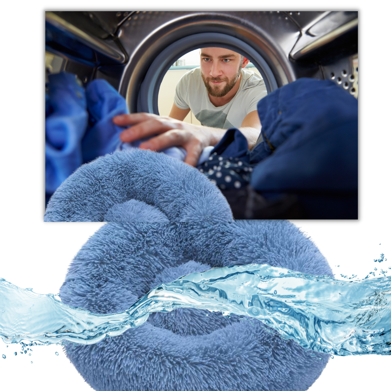 Lit en peluche en forme de donut pour animaux de compagnie