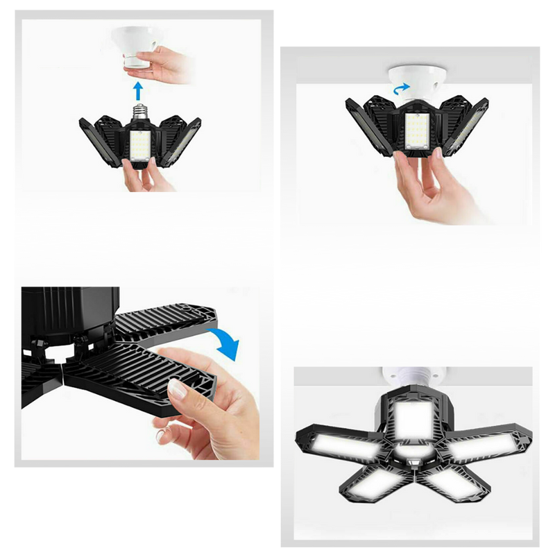 Lumière de garage avec 5 panneaux pliables