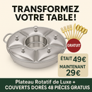 ✨ Plateau Rotatif de Luxe™ + Service de 48 Couverts Dorés OFFERT – Servez avec Élégance