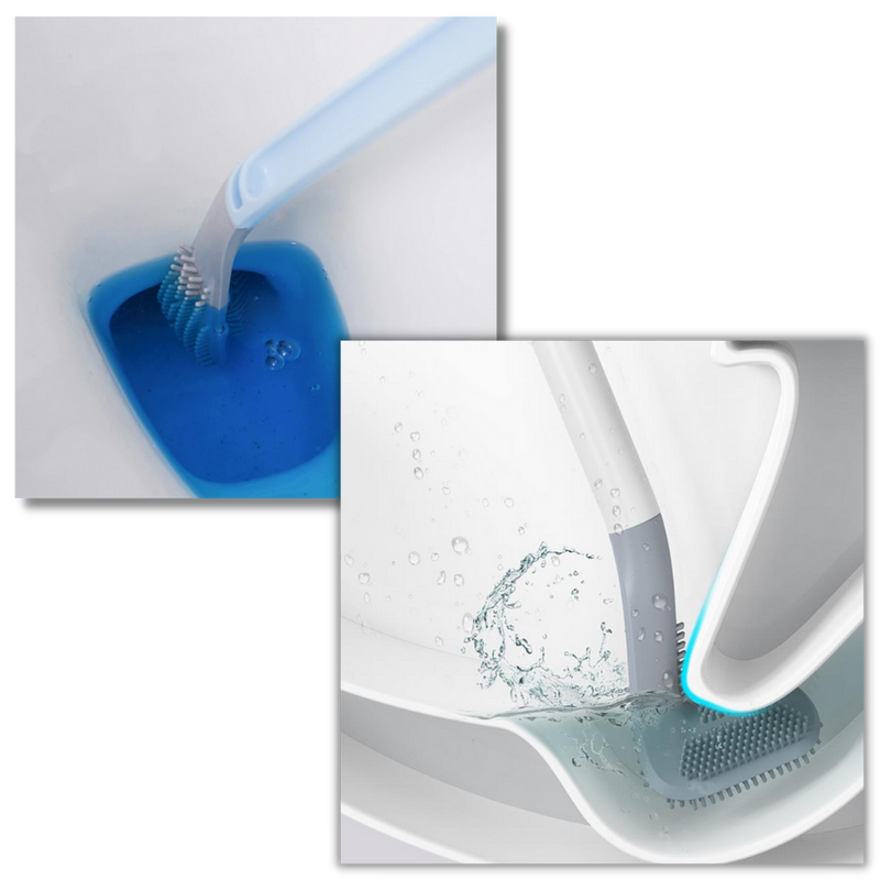 Brosse de toilette à manche long avec base murale