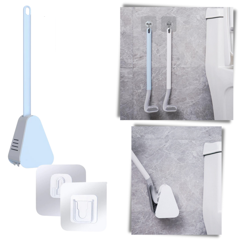Brosse de toilette à manche long avec base murale