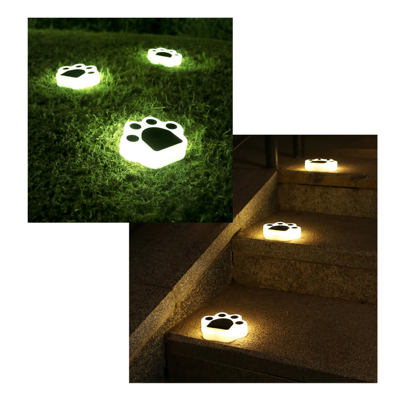 Lumière de chemin en forme d'empreinte de patte à énergie solaire