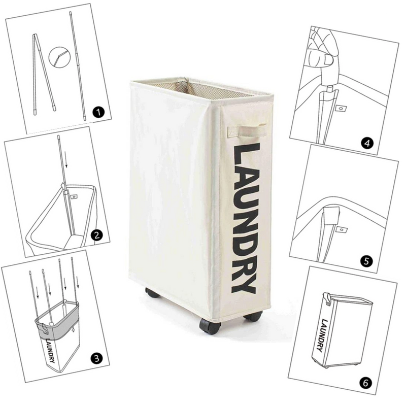 Panier à linge portable à roulettes